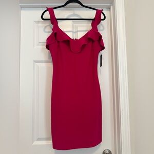 Guess hot pink ruffle dress. NWT size 10